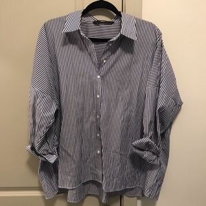 Zara Basic Collection Blue and White Striped Shirt